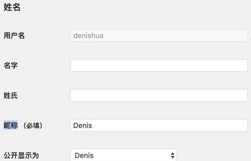简化 WordPress 后台用户名称设置方法 第1张